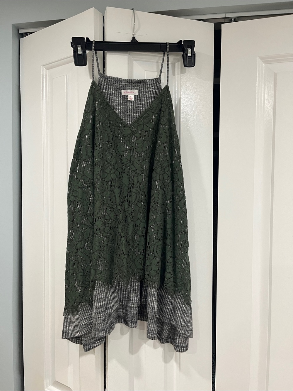 Xhilaration Olive Green Lace overlay tank top